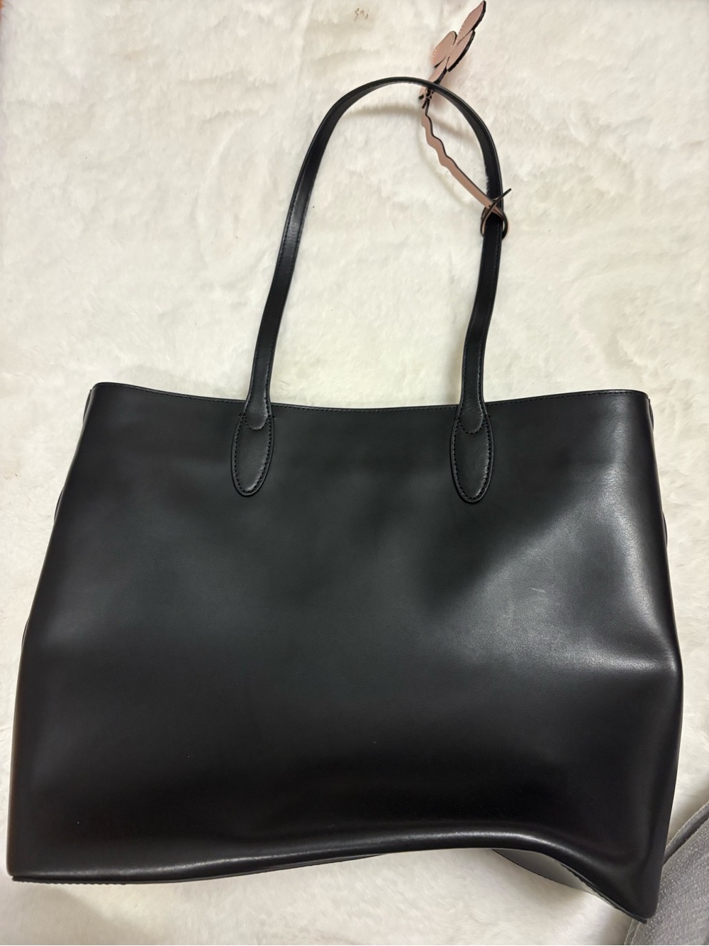 kate spade Black Leather Shoulder Tote with Red Sequin Flower Charm - Picture 6 of 6